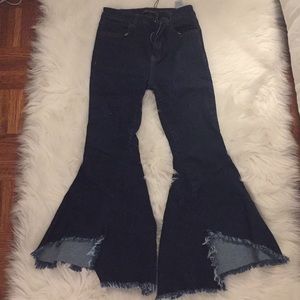Dramatic flare denim jeans